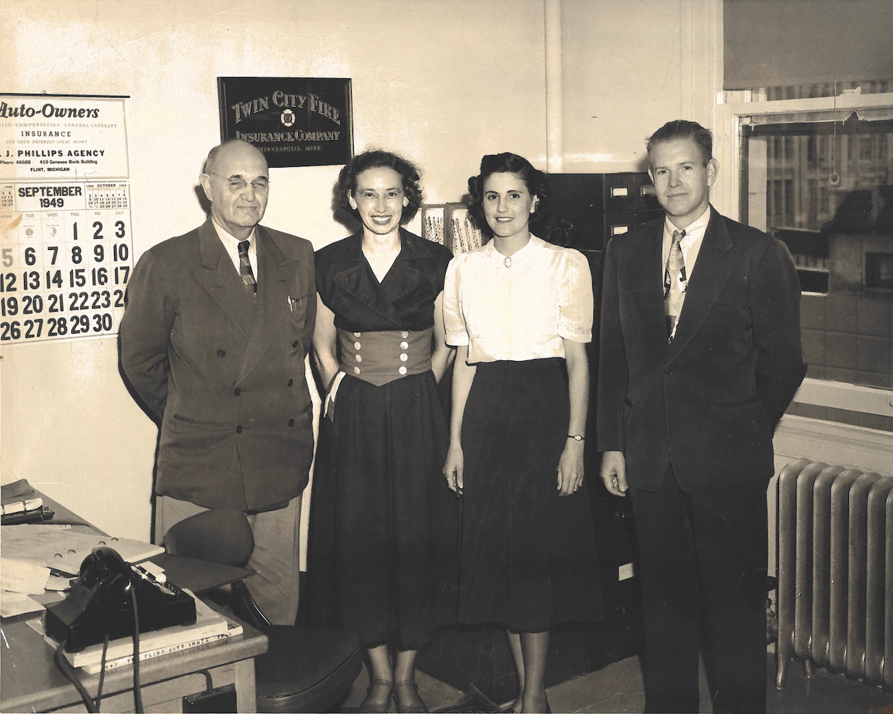 Photo - Agency office in 1949 with Grandpa, Grandma and Great Grandpa